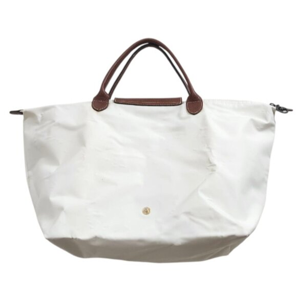 Longchamp White/Brown Nylon And Leather Le Pliage Tote - Picture 5 of 16